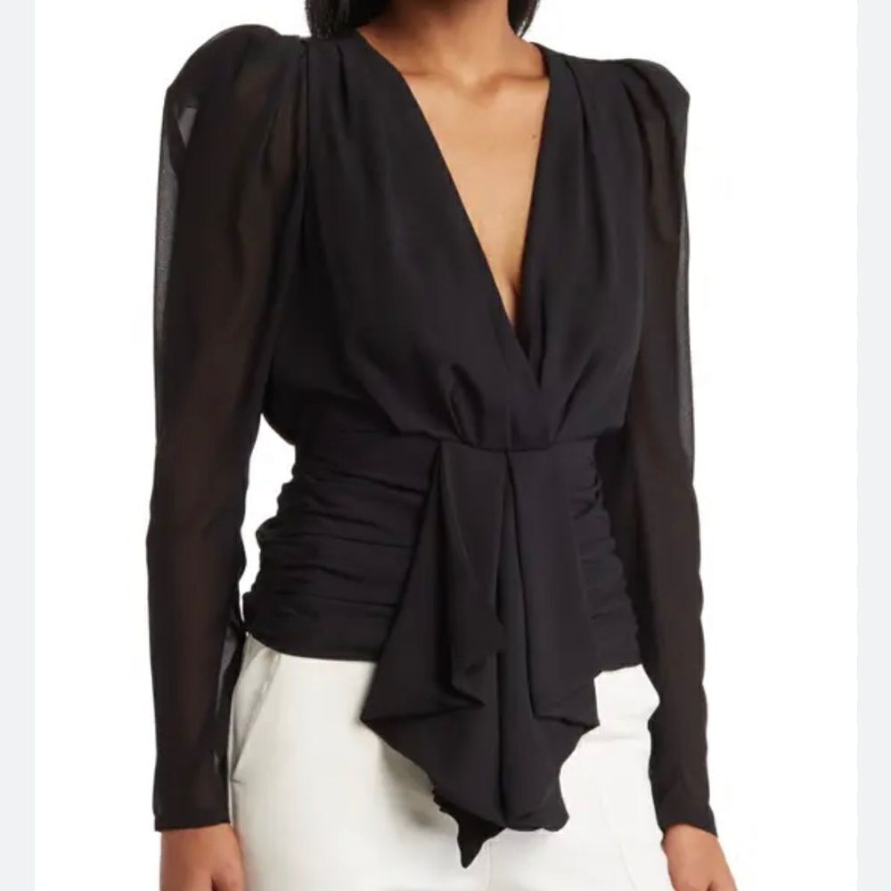 Ronny Kobo Trina Long Sleeve Blouse Black Small NWT MSRP $368